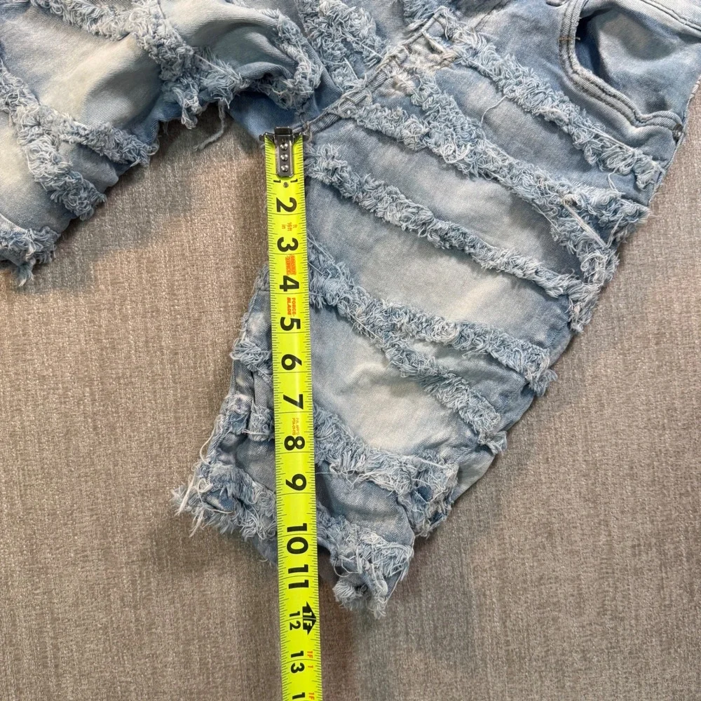 Evolution In Design Girls Size 14 Distressed Denim Shorts Light Wash Frayed Blue